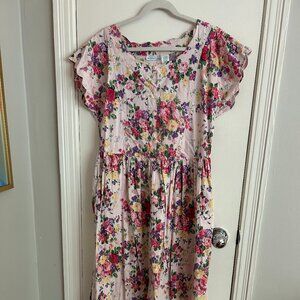 Floral Oversized Scallop Edge Picnic Dress